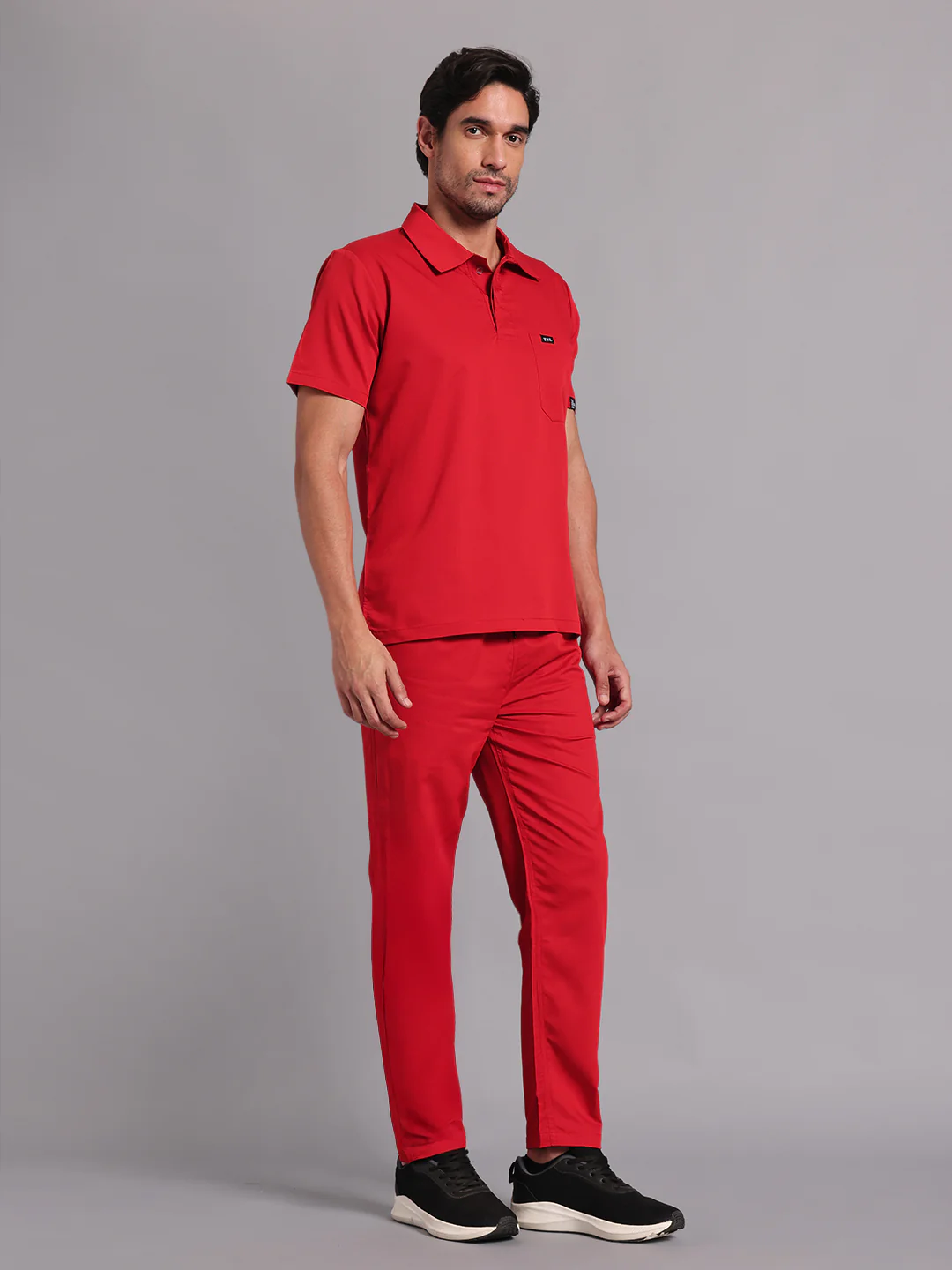 Move Lite Men Ember Red (Polo Neck) Scrub Set - Image 4
