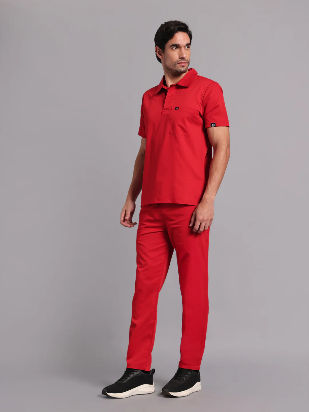 Move Lite Men Ember Red (Polo Neck) Scrub Set - Image 8