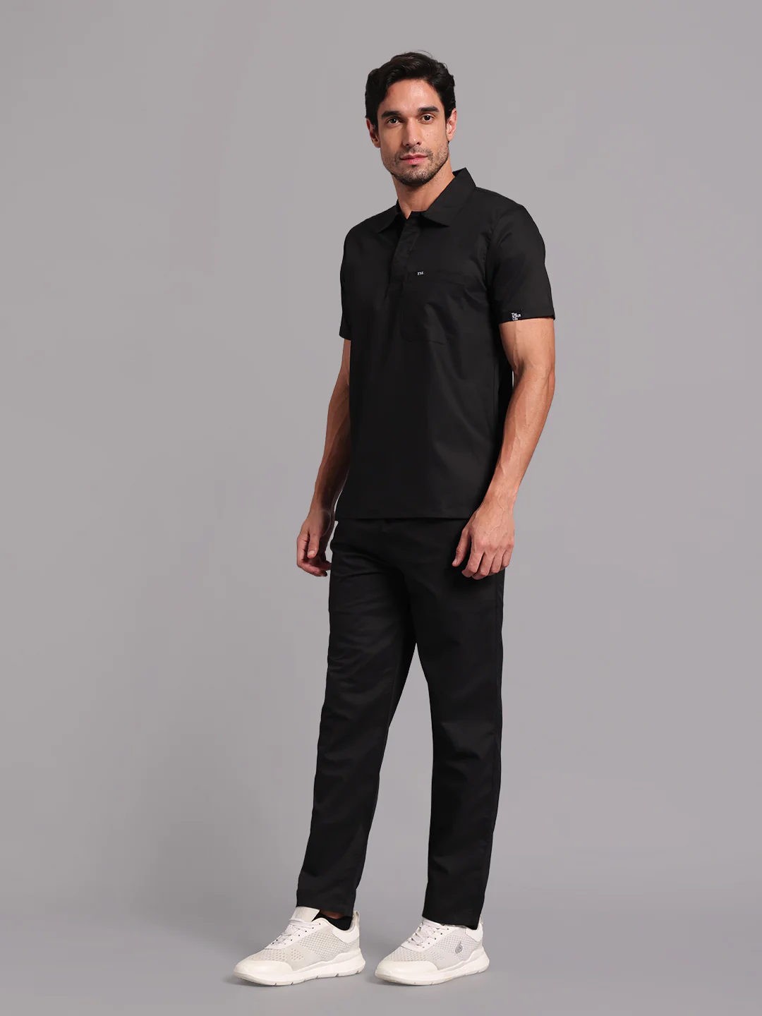 Move Lite Men Black (Polo Neck) Scrub Set - Image 3