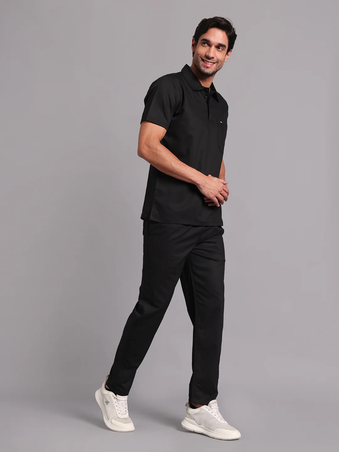 Move Lite Men Black (Polo Neck) Scrub Set - Image 4