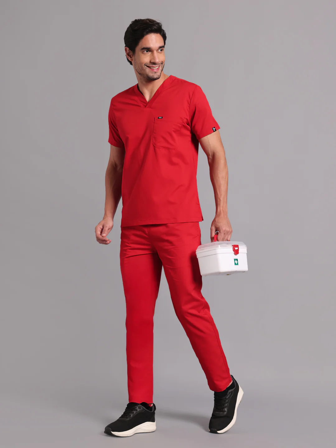Move Lite Men Ember Red (V Neck) Scrub Set - Image 3
