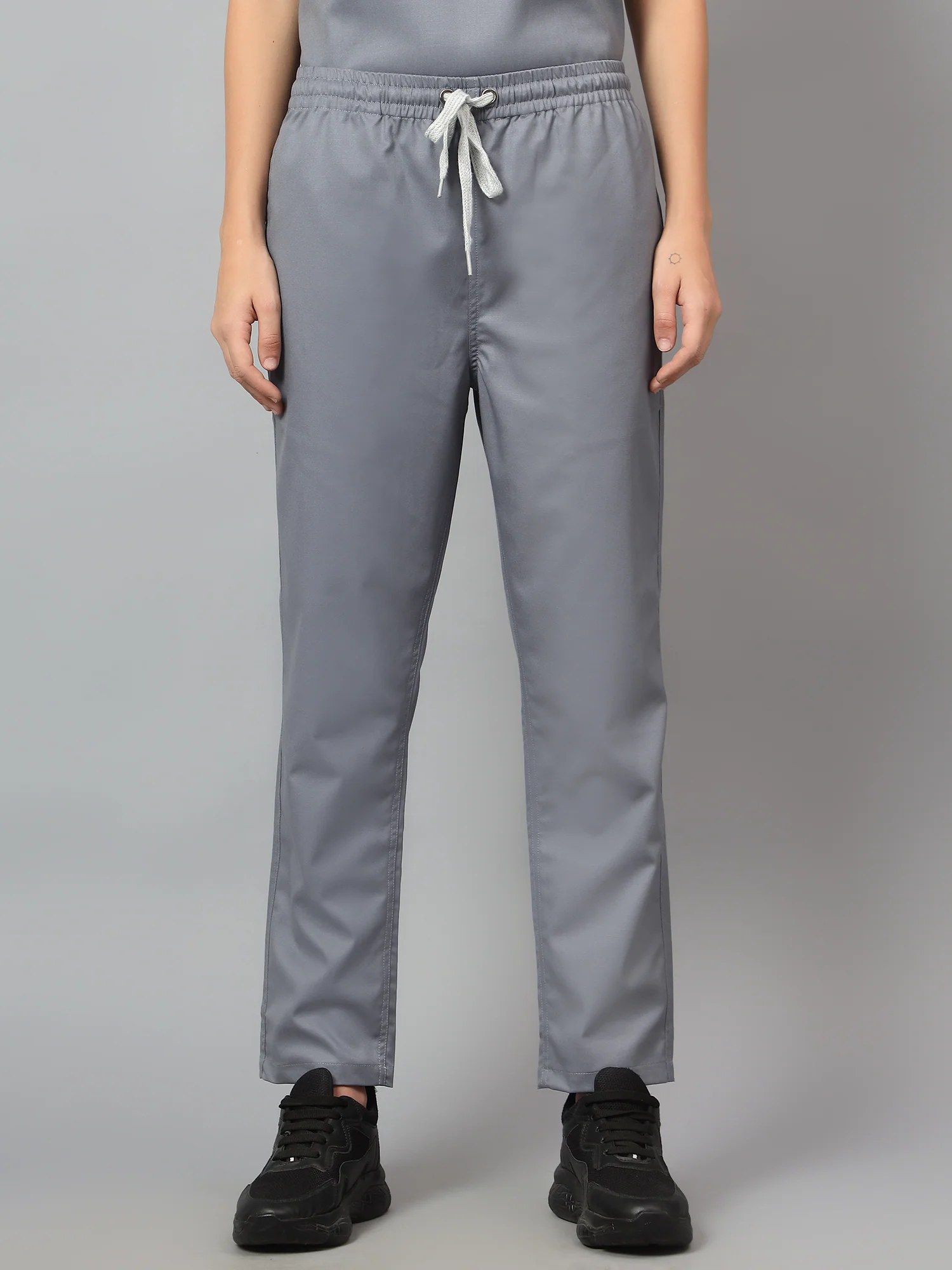 Stretchable (2Way) Women Graphite Mandarin Neck With Straight Pant Scrub Set - Image 3