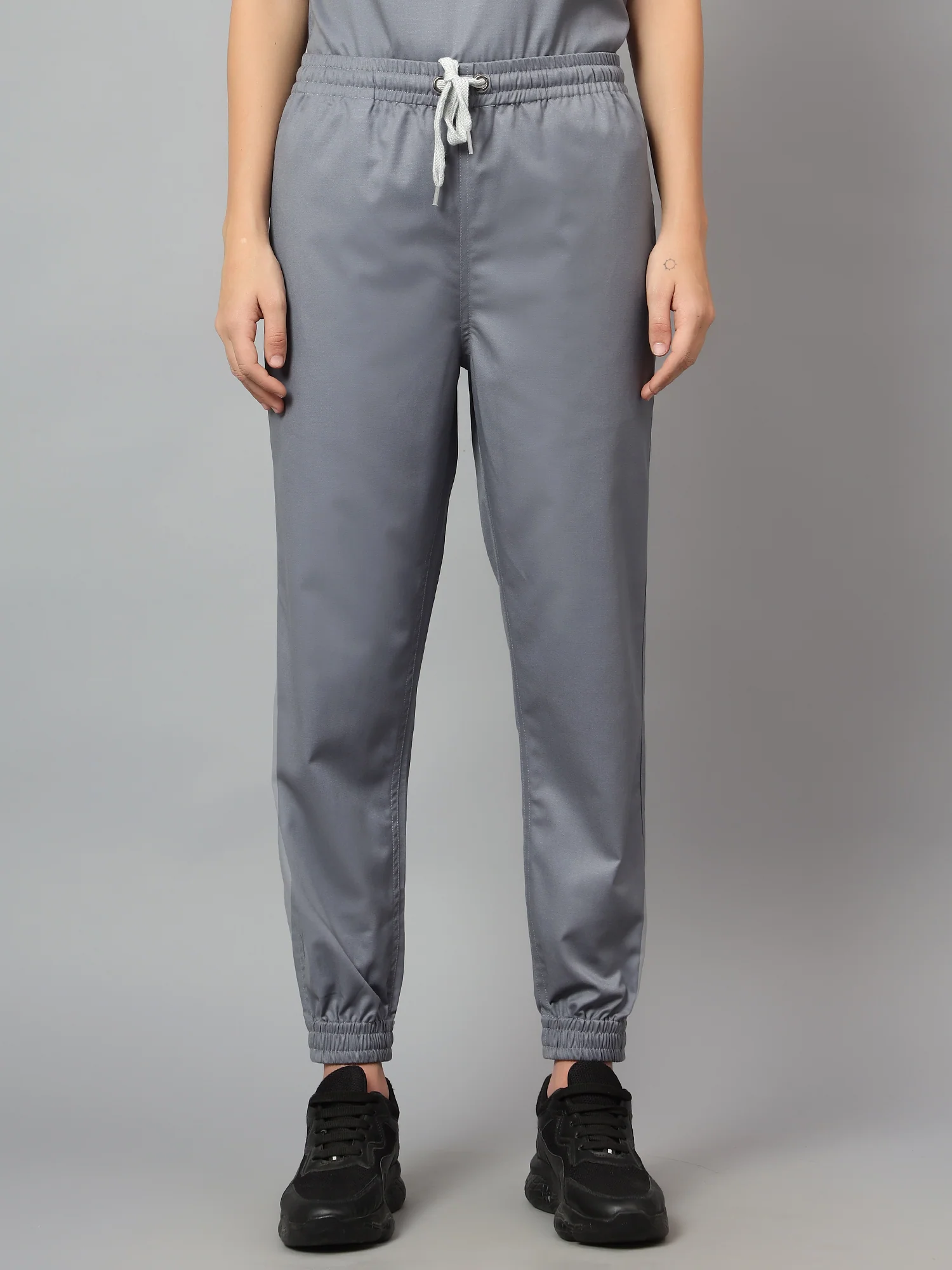 Stretchable (2Way) Women Graphite V-Neck With Jogger Scrub Set - Image 2