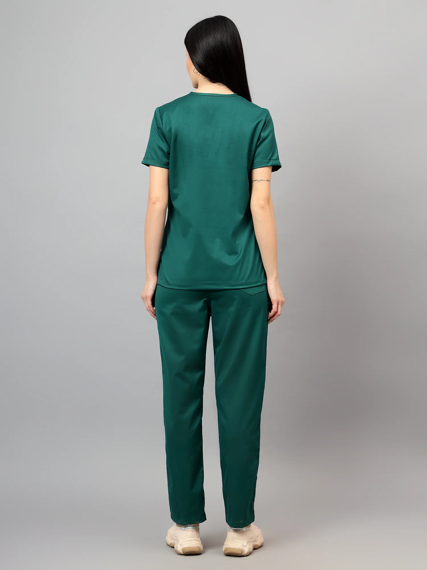 Stretchable (2Way) Women Hunter Green Straight Scrub Pant - Image 3
