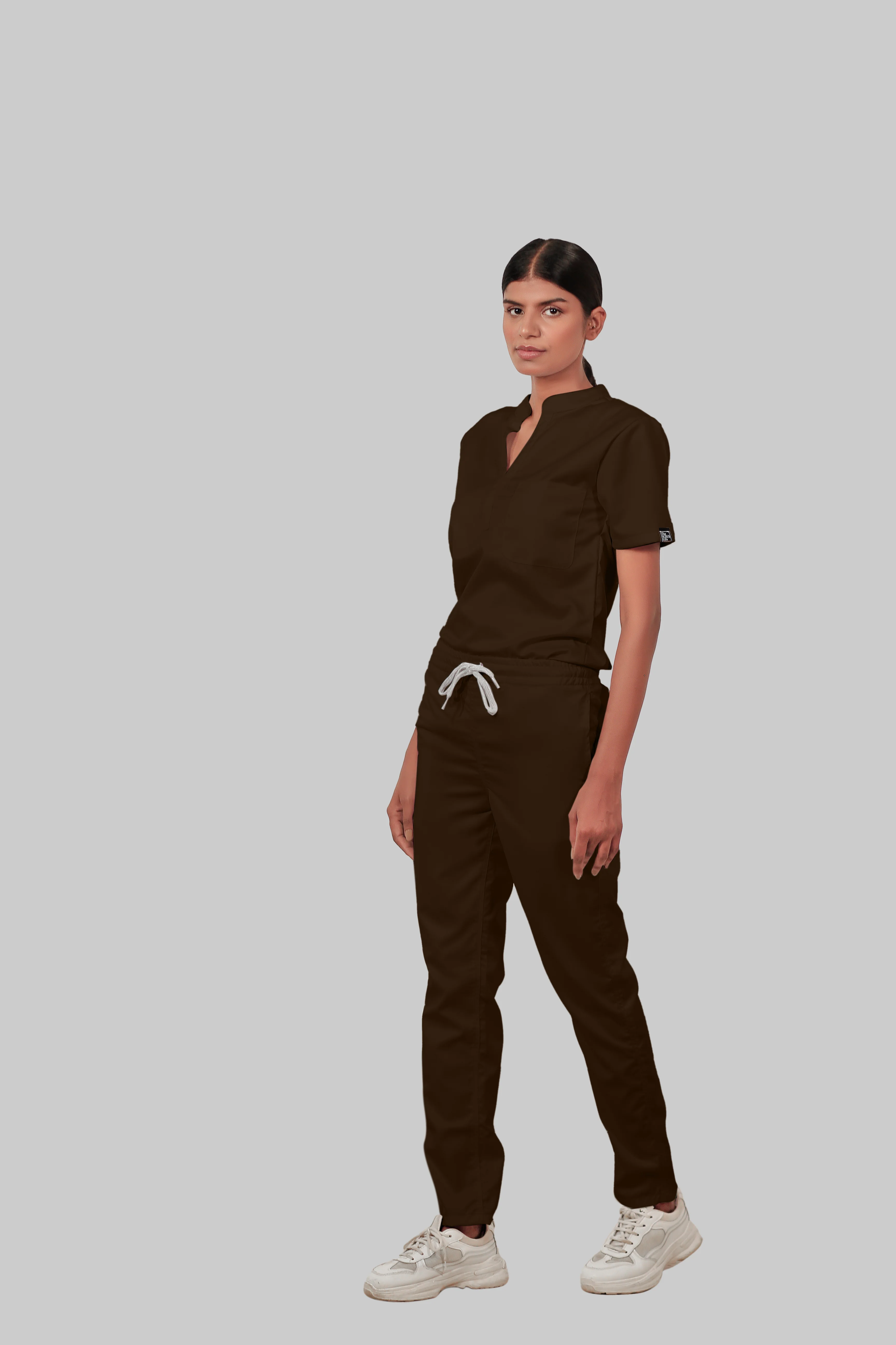 Stretchable (4Way) Women Brown Straight Scrub Scrub Pant - Image 3