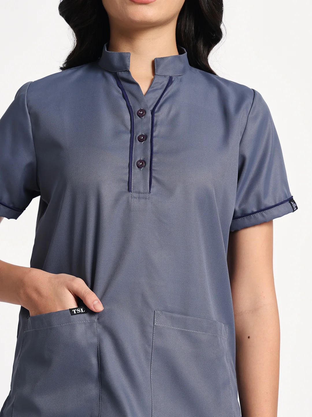 Women Staff Set (Slate Grey Button Neck) - Image 3