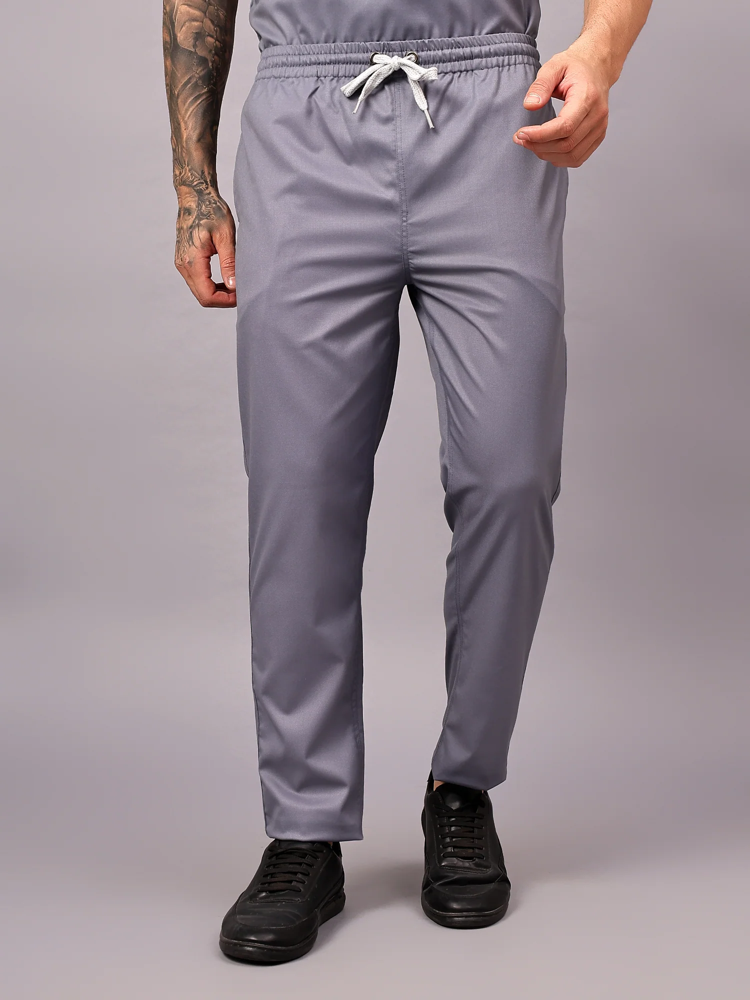 Stretchable (2Way) Men Graphite V-Neck With Straight Pant Scrub Set - Image 4