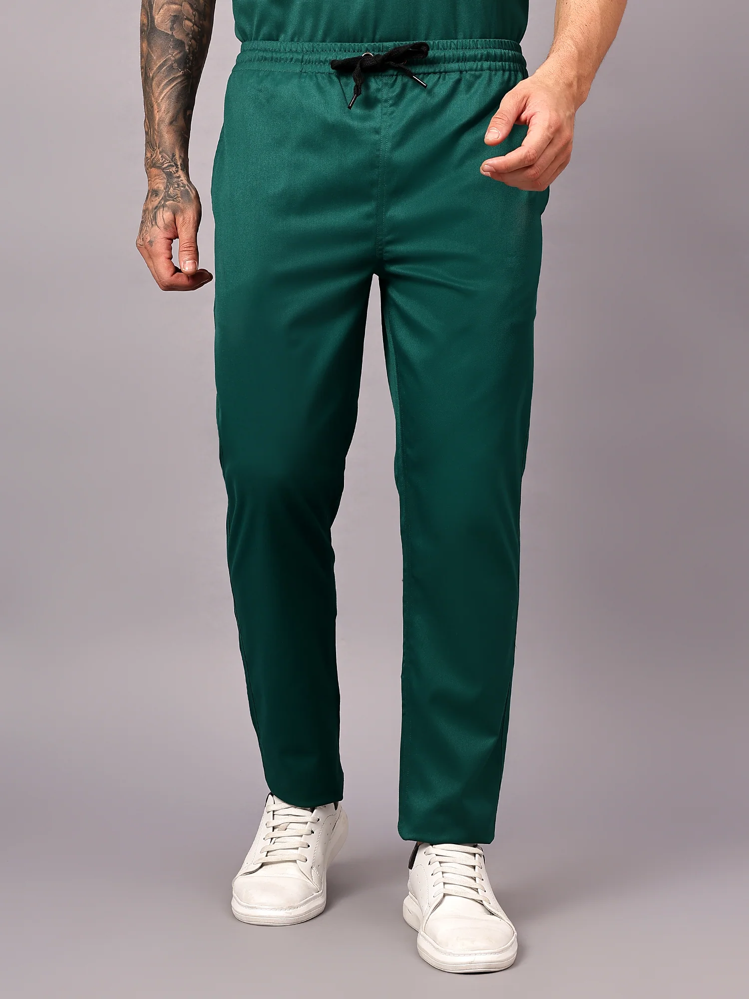 Stretchable (2Way) Men Hunter Green Straight Scrub Pant