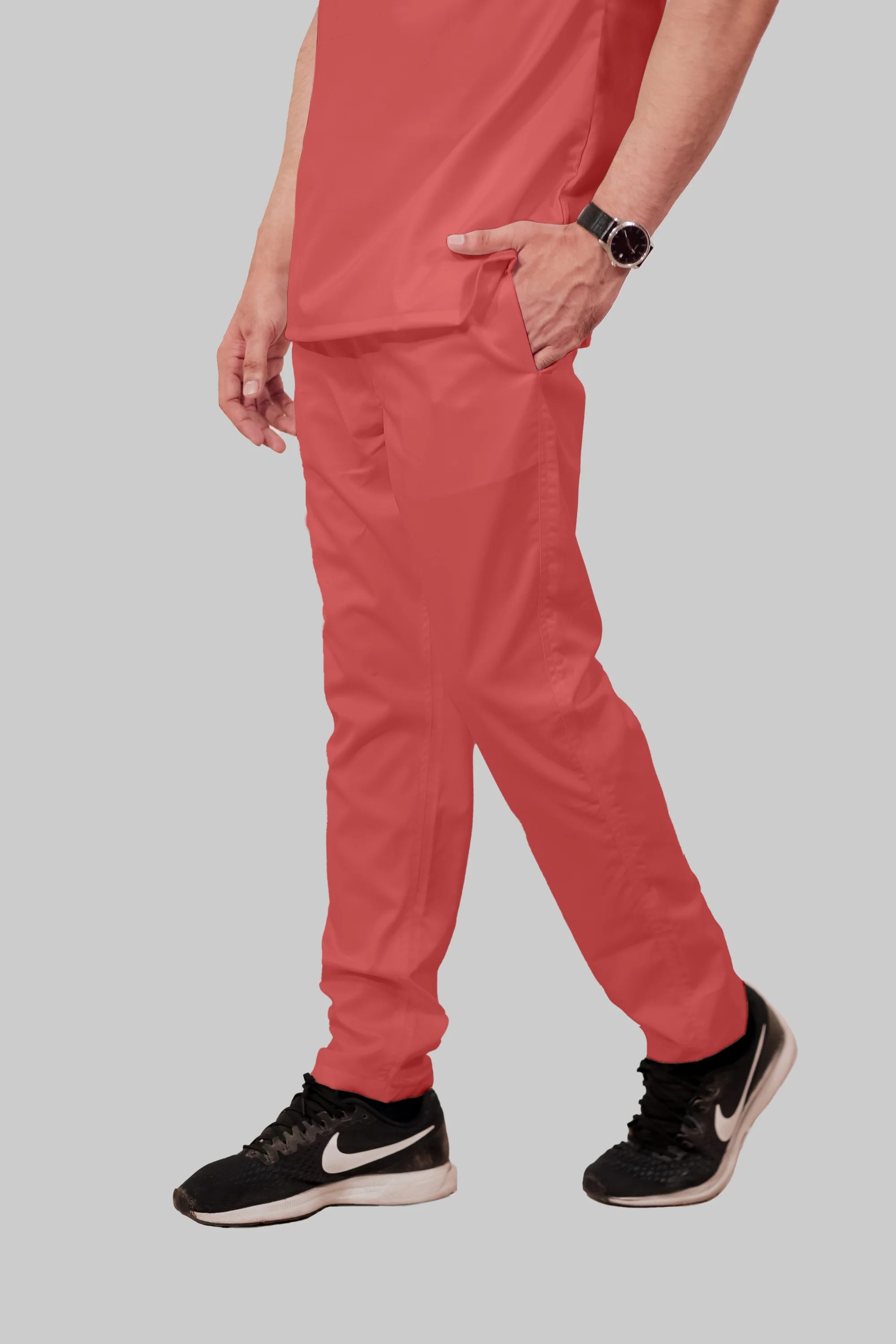 Stretchable (2Way) Men Peach Straight Scrub Pant