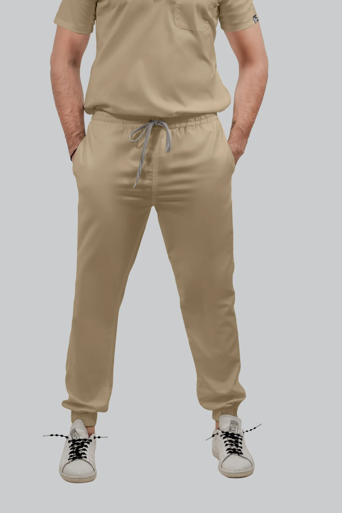 Stretchable (4Way) Men Beige Jogger