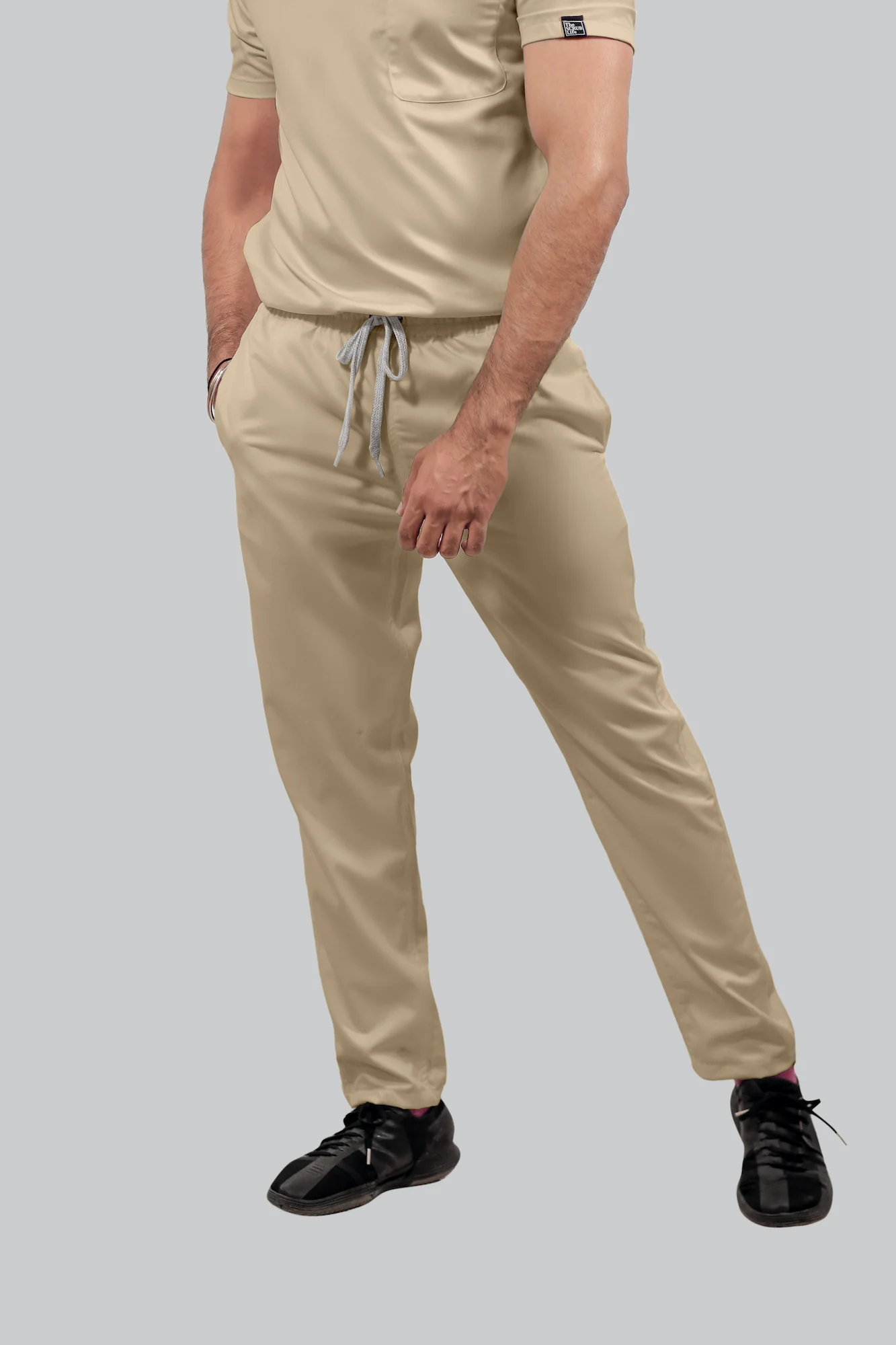 Stretchable (4Way) Men Beige Straight Scrub Pant - Image 2