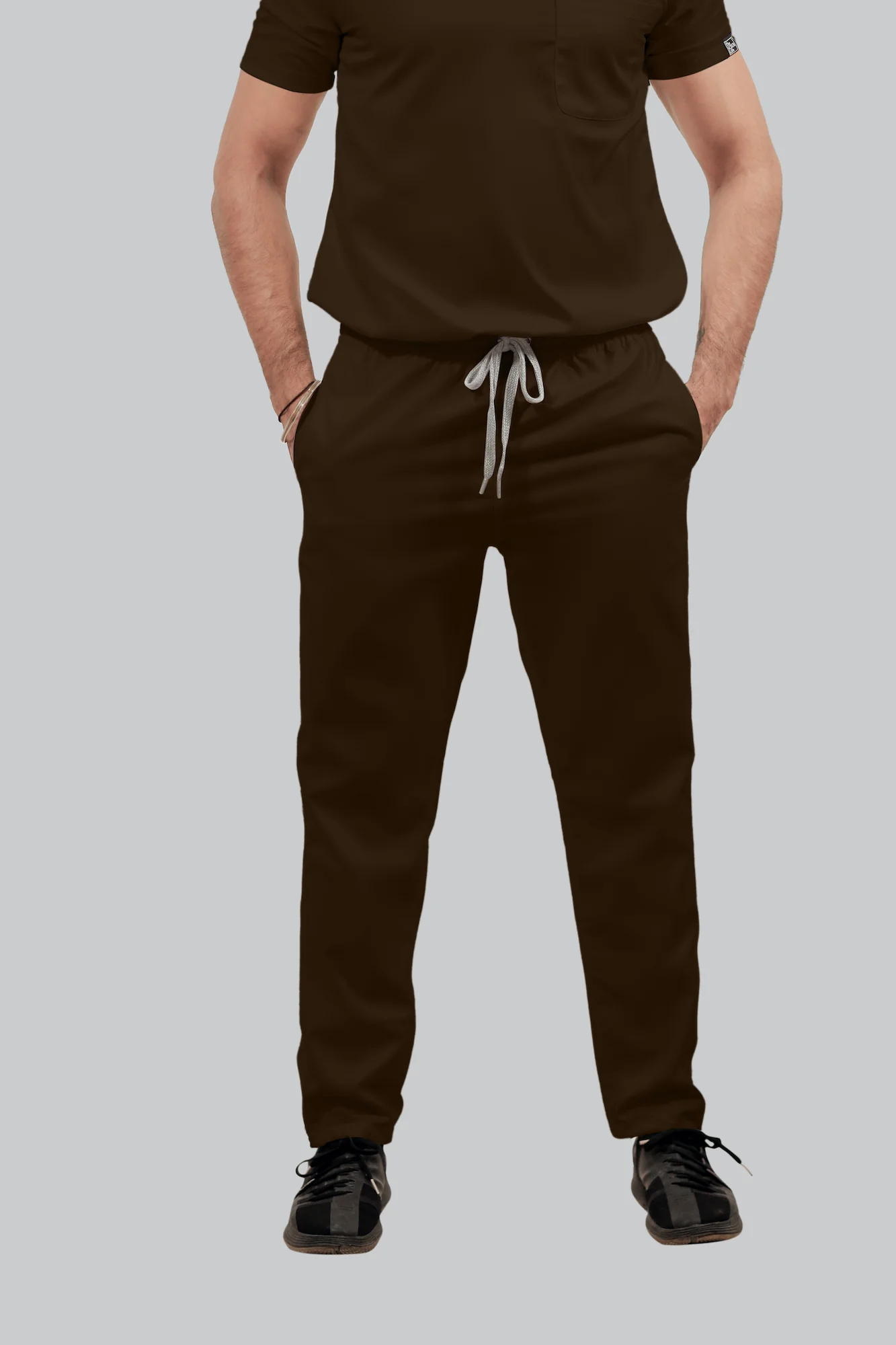 Stretchable (4Way) Men Brown Straight Scrub Pant