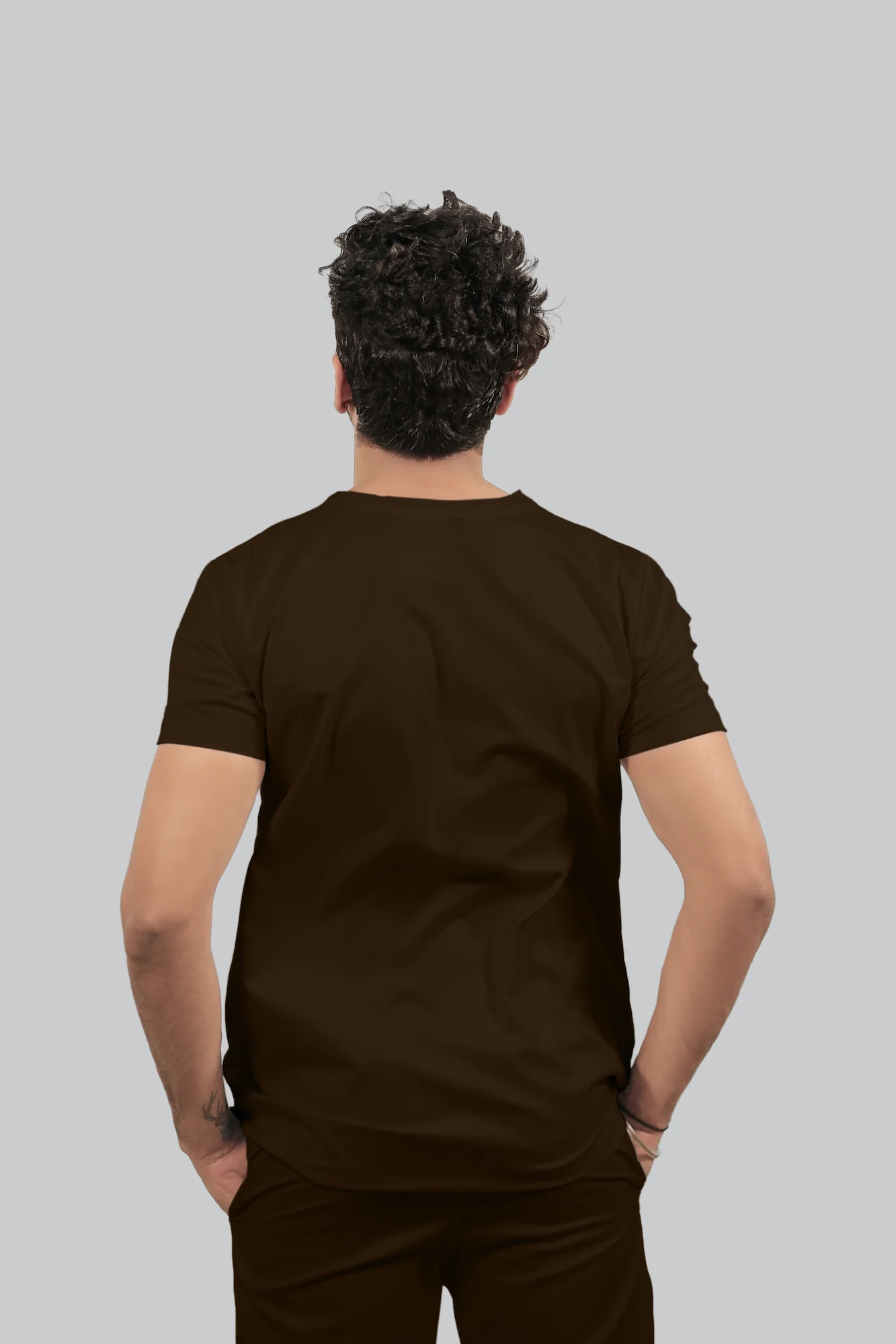 Stretchable (4Way) Men V-Neck Brown Scrub Top - Image 3