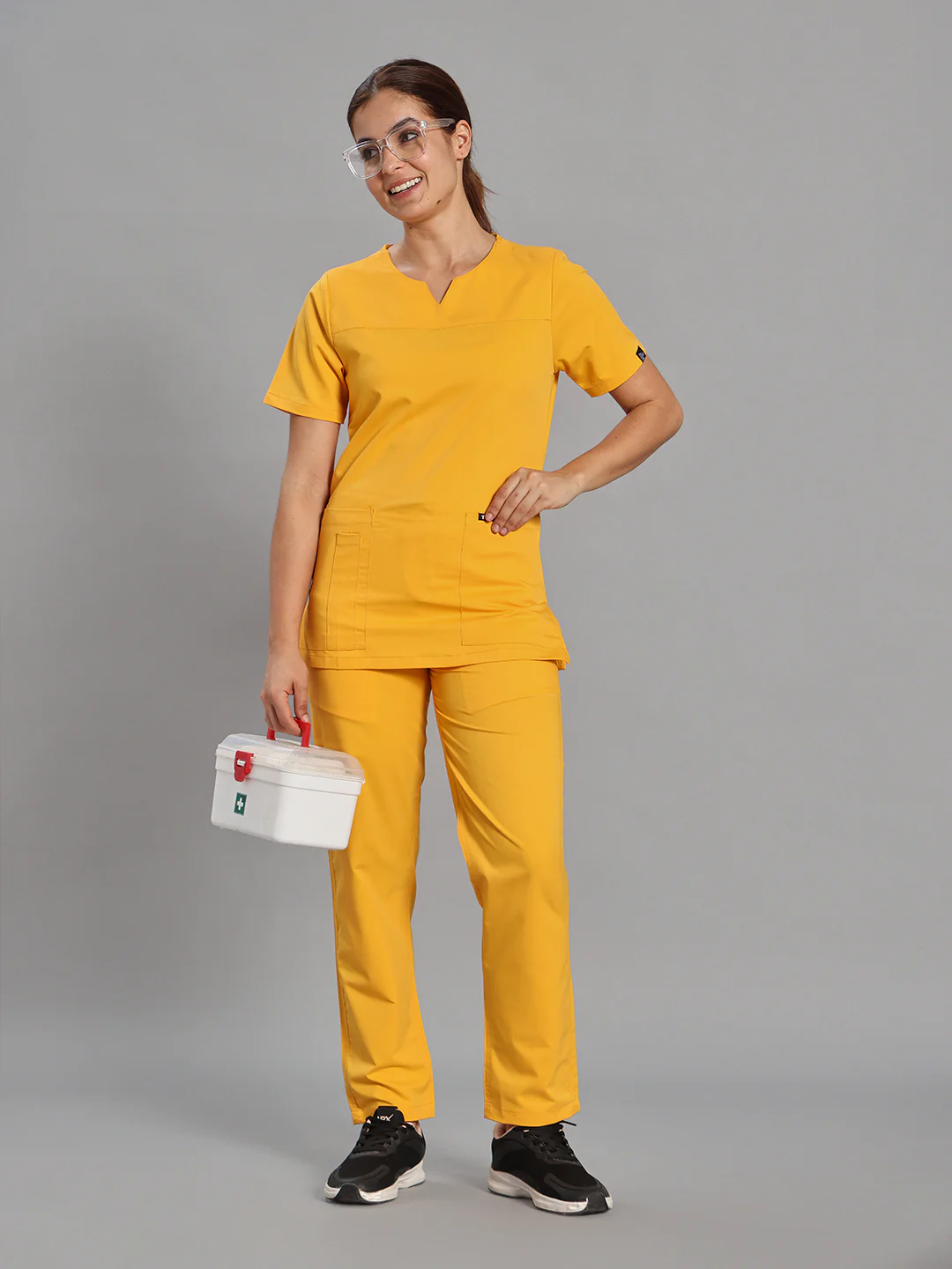 Move Lite Women Marigold (Core V Neck) Scrub Set - Image 5