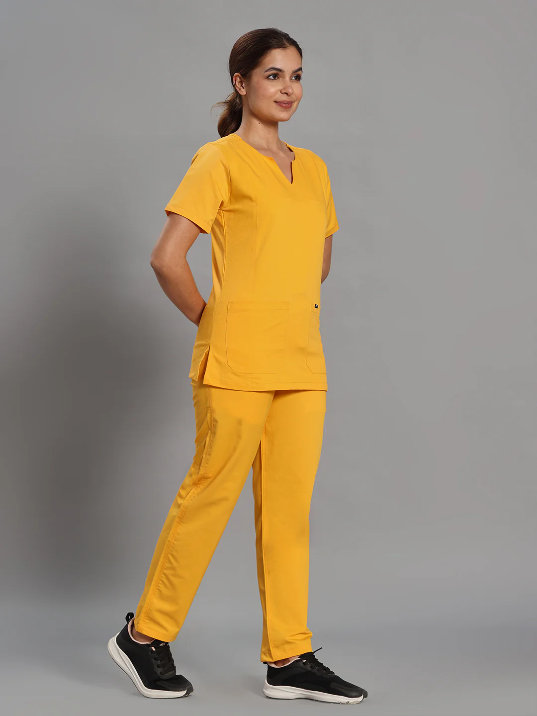 Move Lite Women Marigold (Nova V Neck) Scrub Set - Image 3
