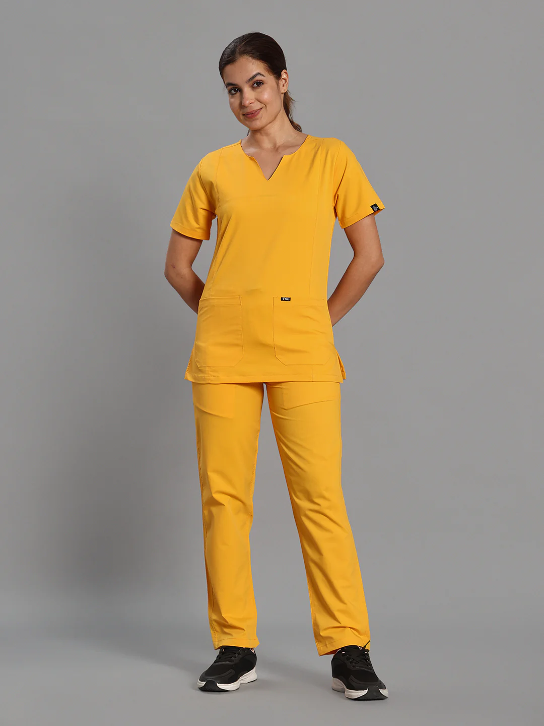 Move Lite Women Marigold (Nova V Neck) Scrub Set - Image 4