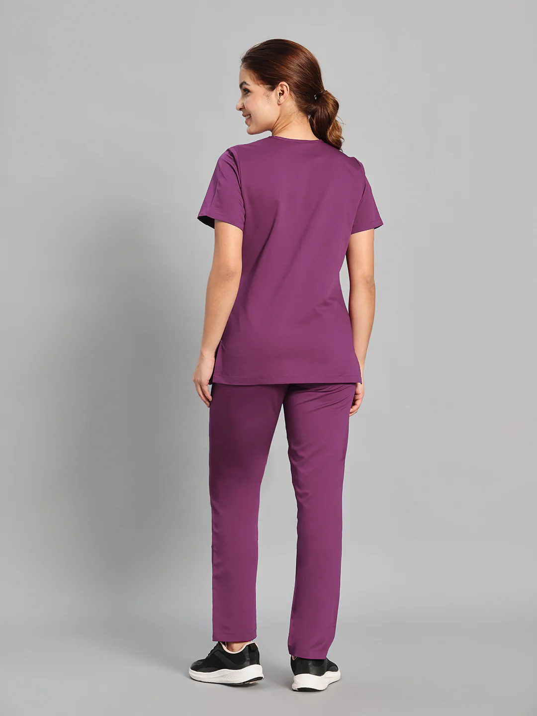 Move Lite Women Plum (Soft V Neck) Scrub Set - Image 4
