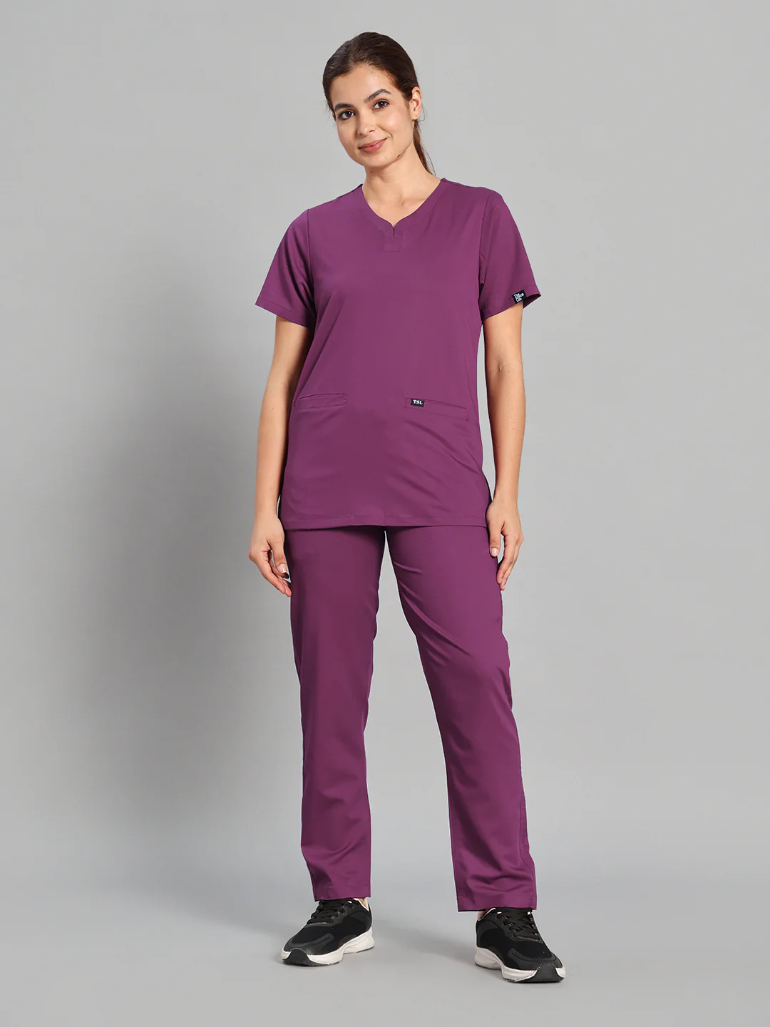 Move Lite Women Plum (Soft V Neck) Scrub Set - Image 5