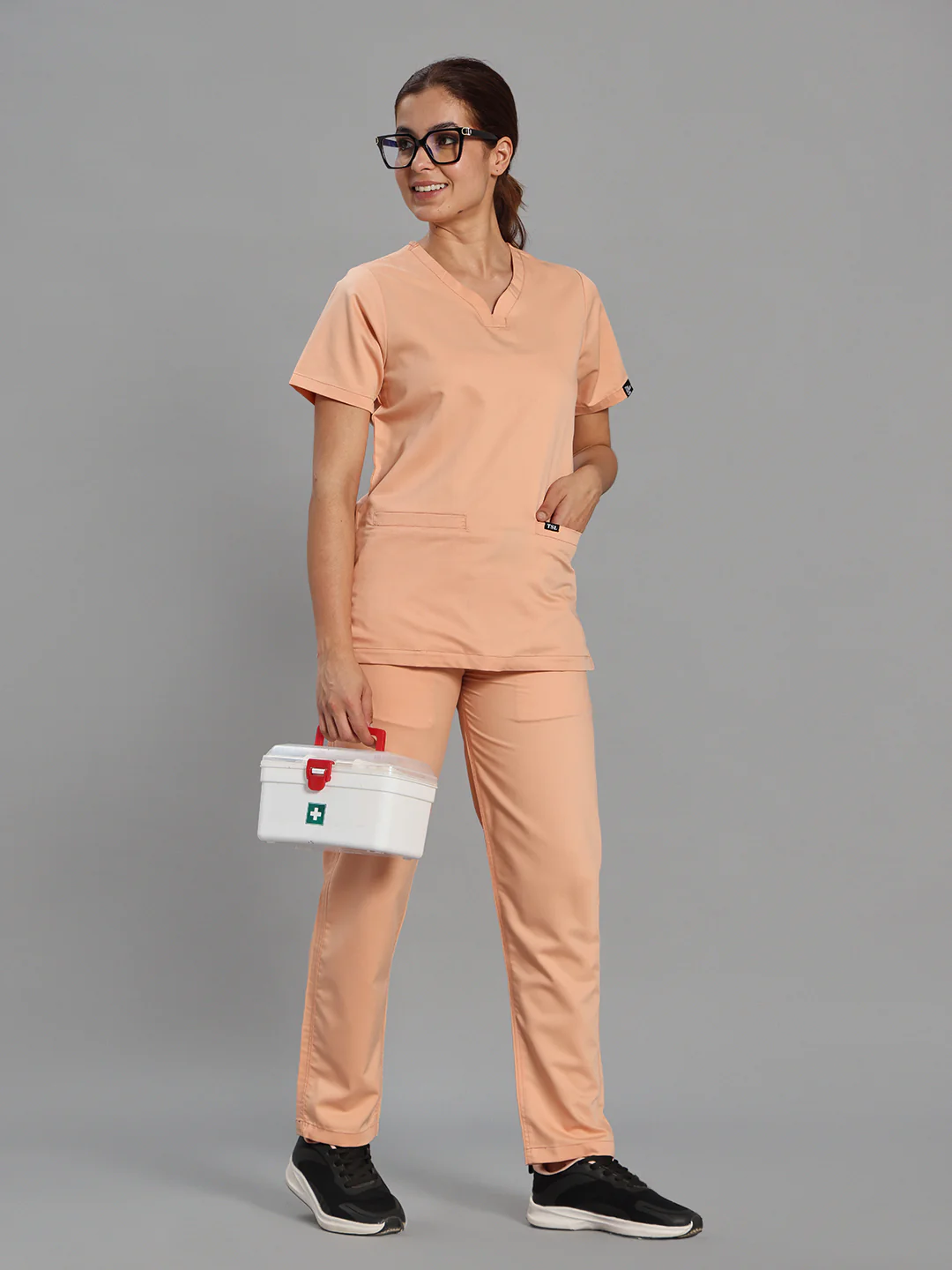 Move Lite Women Coral Mist (Soft V Neck) Scrub Set - Image 4