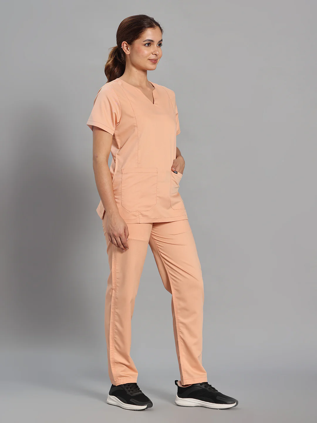 Move Lite Women Coral Mist (Nova V Neck) Scrub Set - Image 3