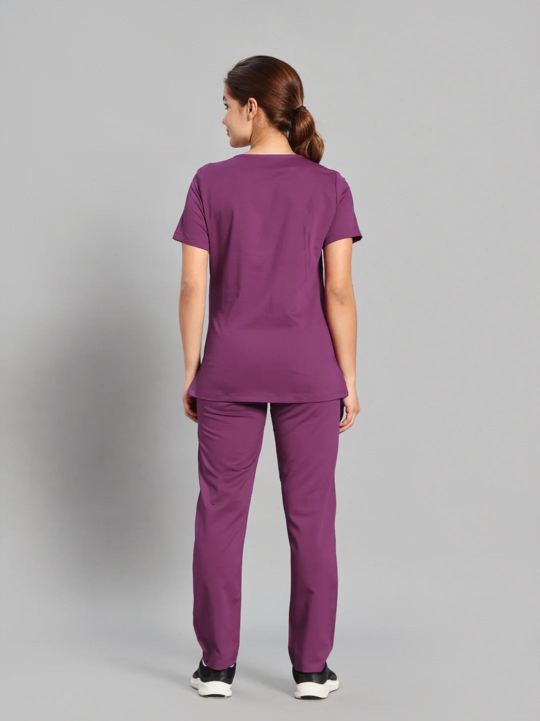 Move Lite Women Plum (Core V Neck) Scrub Set - Image 4