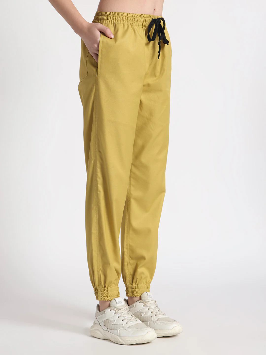 Stretchable (2Way) Women Mustard Mandarin Neck With Jogger Scrub Set - Image 5