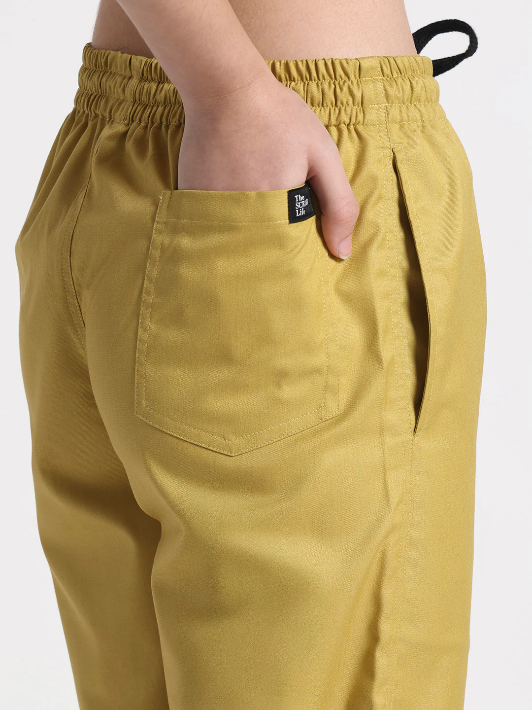 Stretchable (2Way) Women Mustard Mandarin Neck With Straight Pant Scrub Set - Image 8