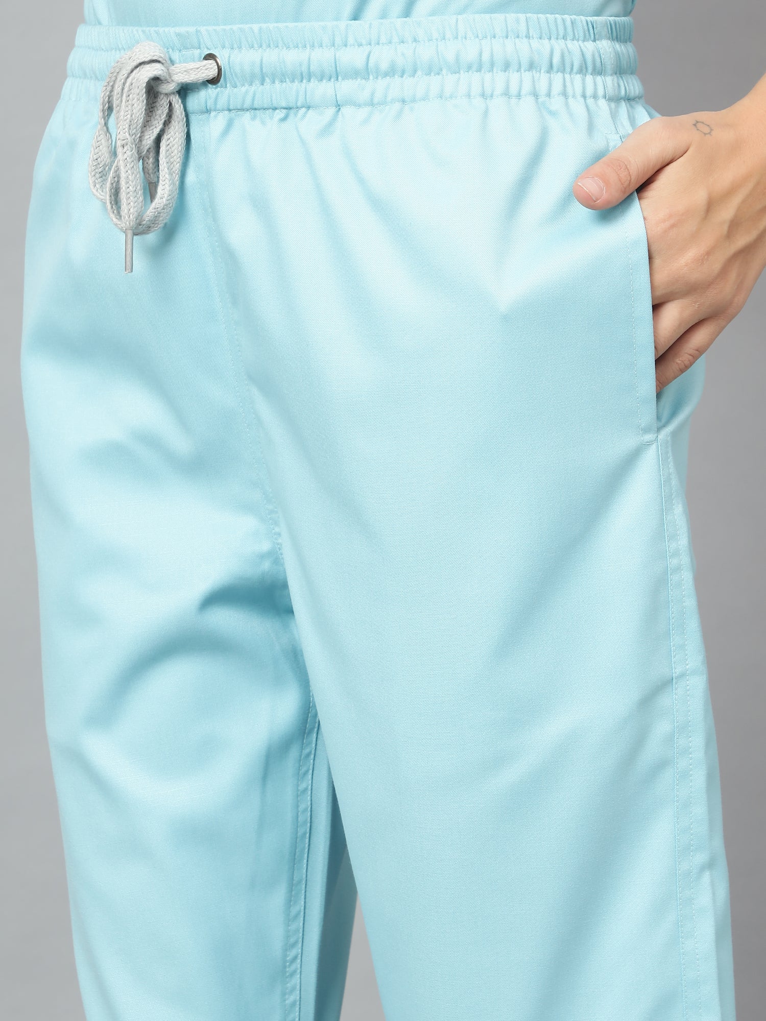Stretchable (2Way) Women Aqua Blue V-Neck With Jogger Scrub Set - Image 4