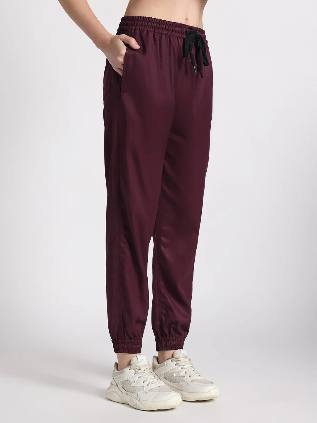 Stretchable (2Way) Women Wine V-Neck With Jogger Scrub Set - Image 4