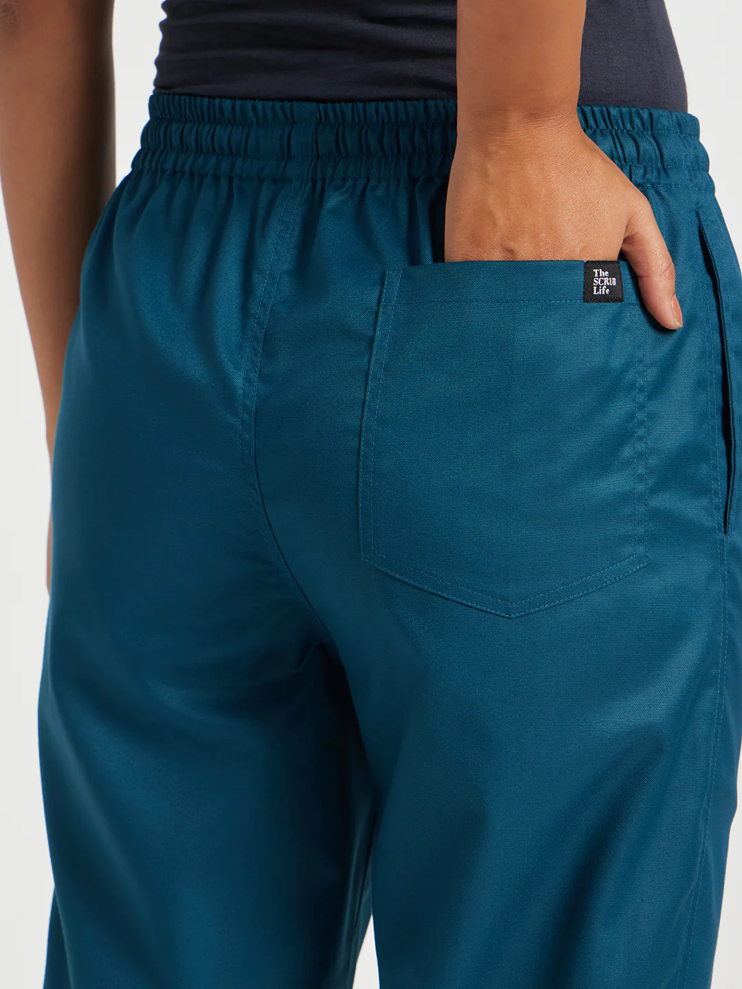 Stretchable (2Way) Women Forest Green Straight Scrub Pant - Image 3