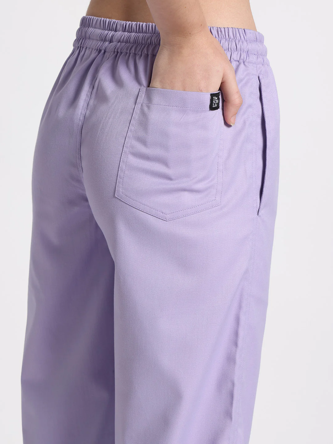 Stretchable (2Way) Women Lavender Mandarin Neck With Jogger Scrub Set - Image 4