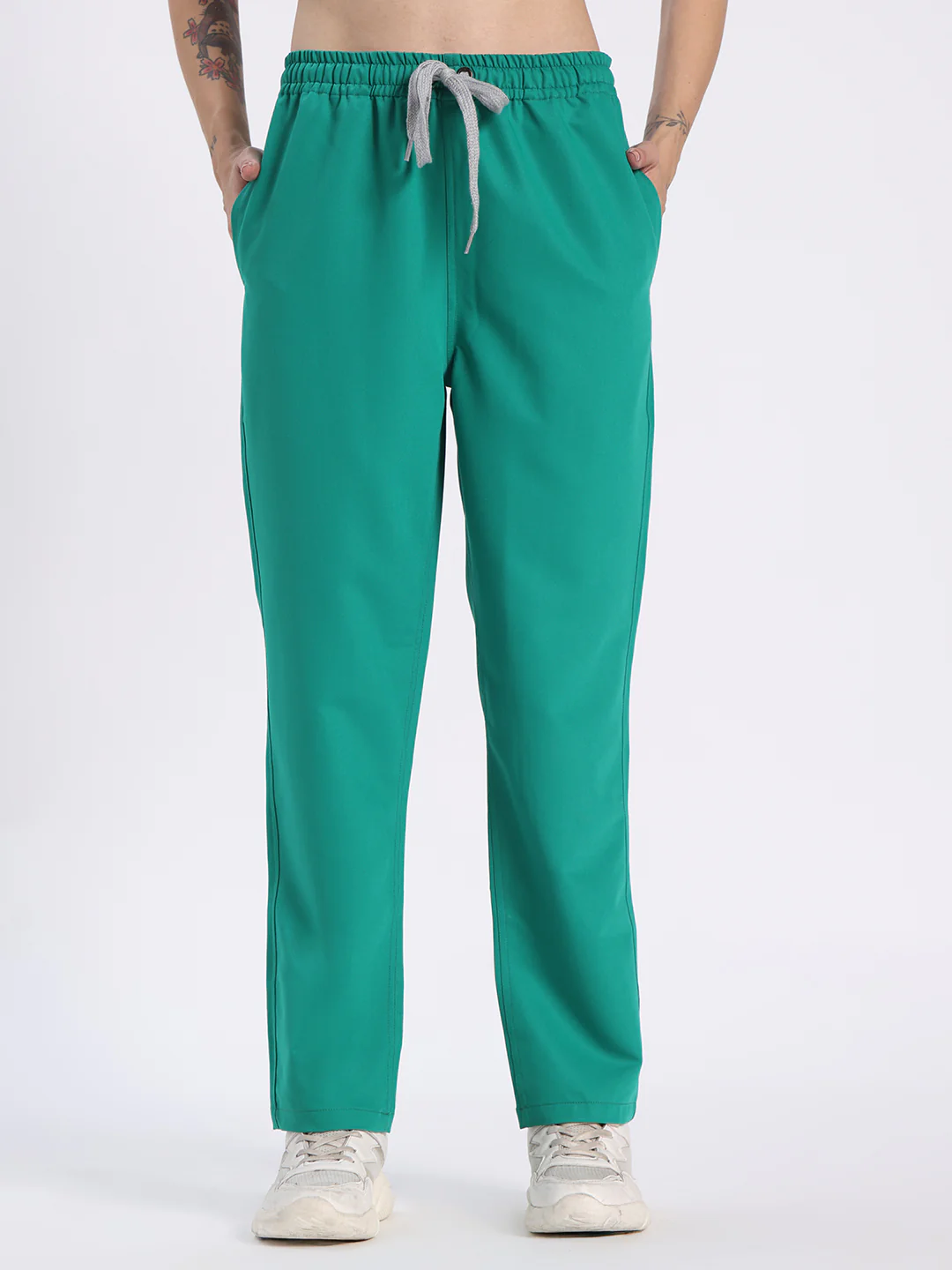 Stretchable (4Way) Women Sea Green Mandarin Neck With Straight Pant Set - Image 8