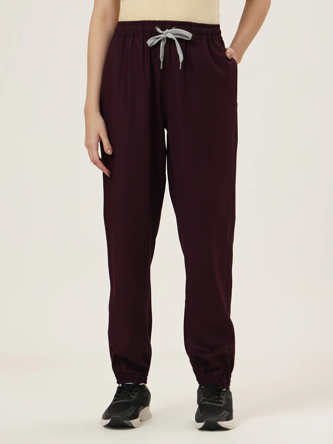 Stretchable (4Way) Women Wine V-Neck With Jogger Scrub Set - Image 3