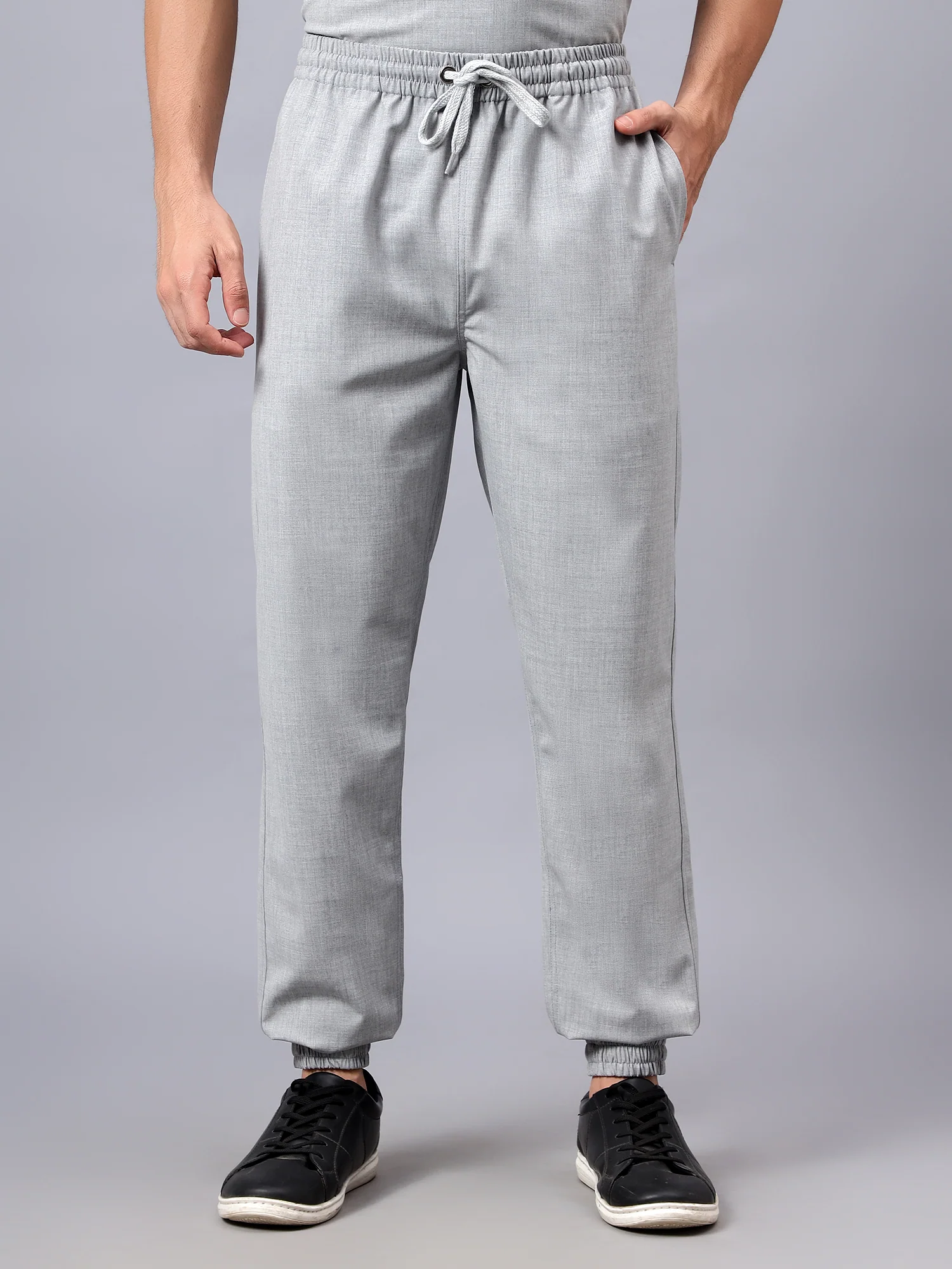 Stretchable (4Way) Men Light Grey Jogger