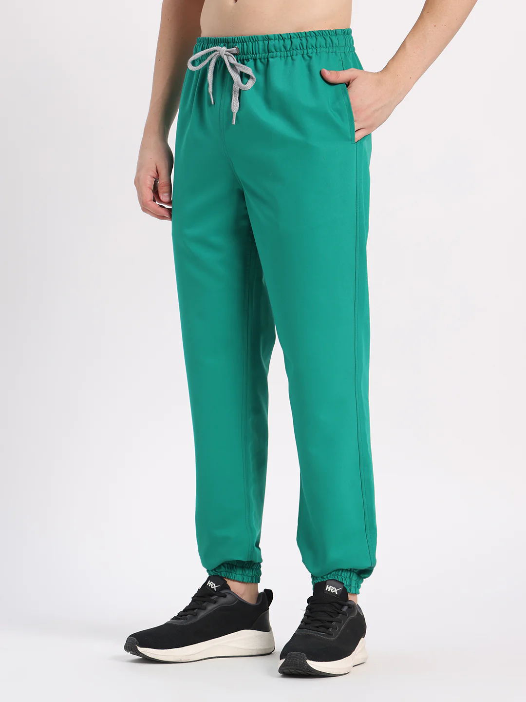 Stretchable (4Way) Men Sea Green V-Neck With Jogger Scrub Set - Image 8