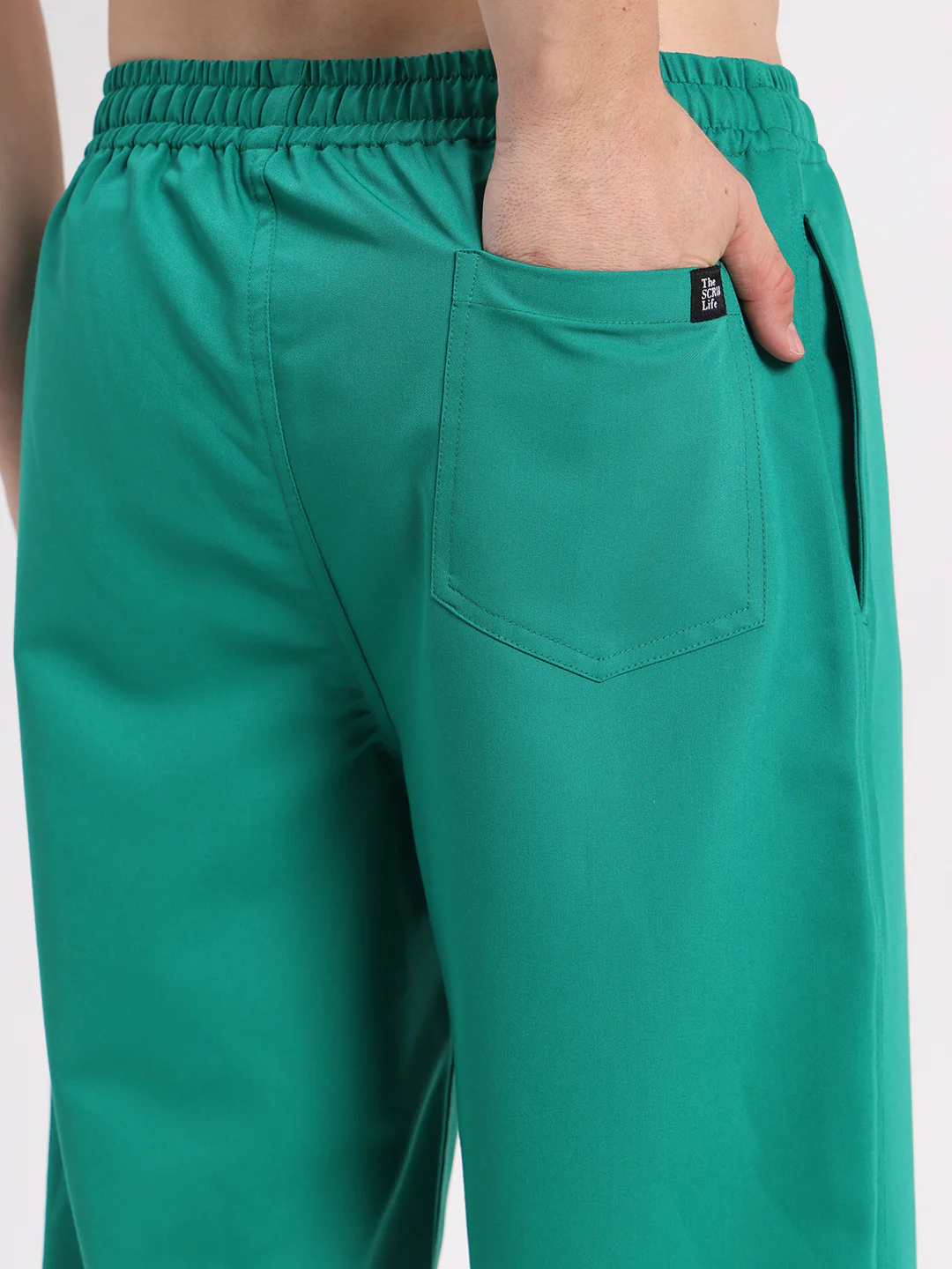 Stretchable (4Way) Men Sea Green Straight Scrub Pant - Image 2