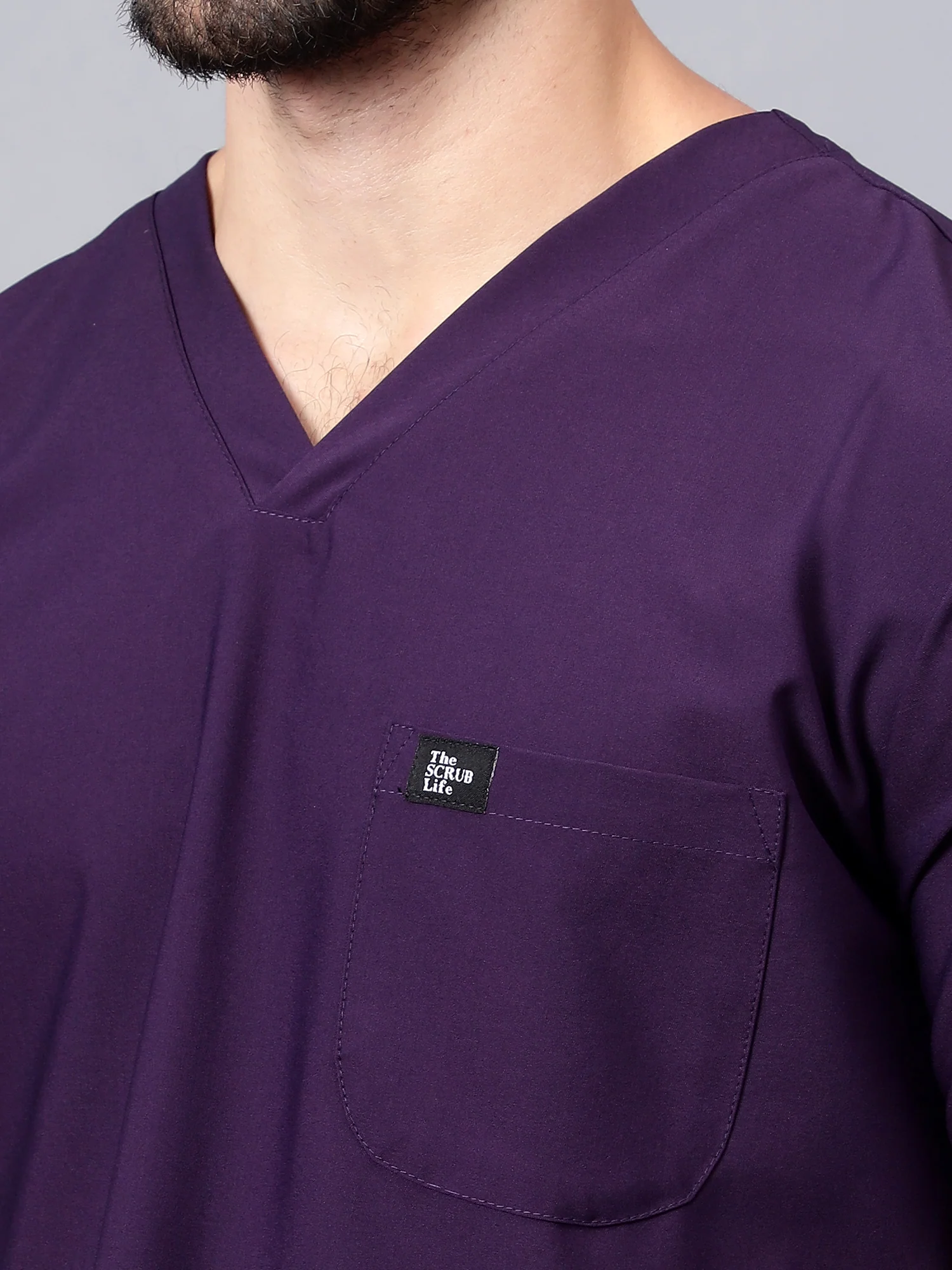 Stretchable (4Way) Men V-Neck Violet Scrub Top