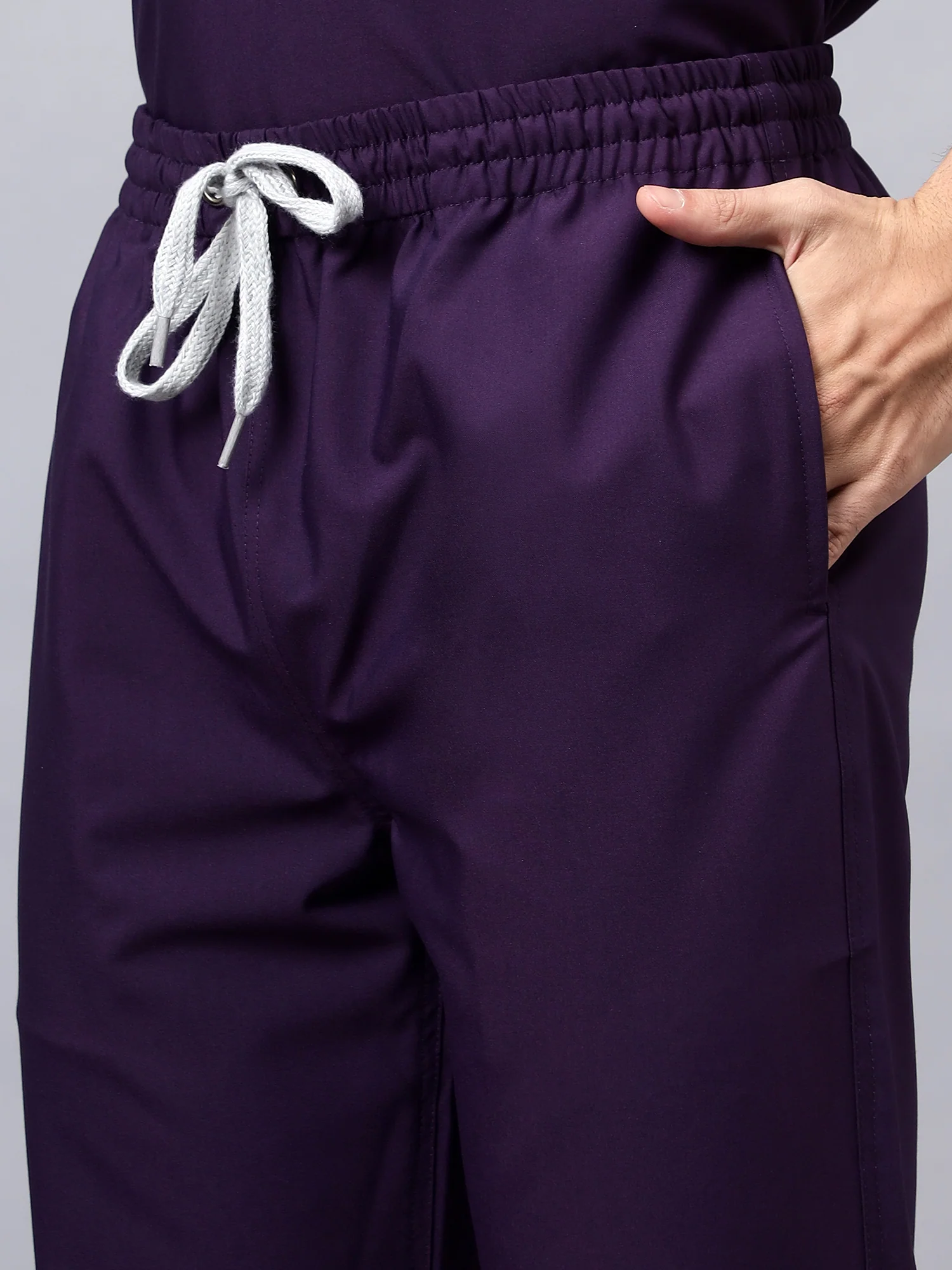 Stretchable (4Way) Men Violet V-Neck With Jogger Scrub Set - Image 6