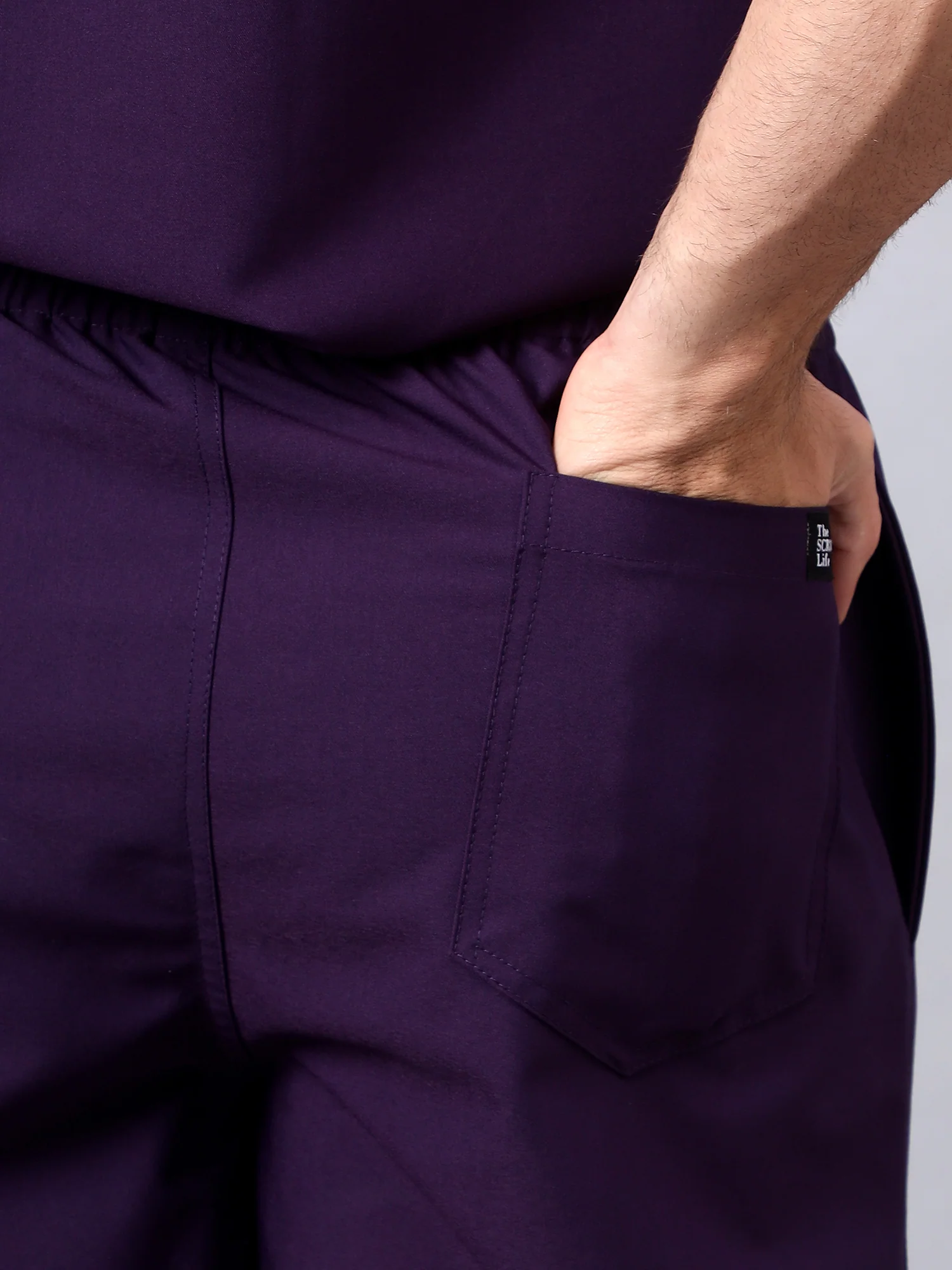 Stretchable (4Way) Men Violet V-Neck With Jogger Scrub Set - Image 8