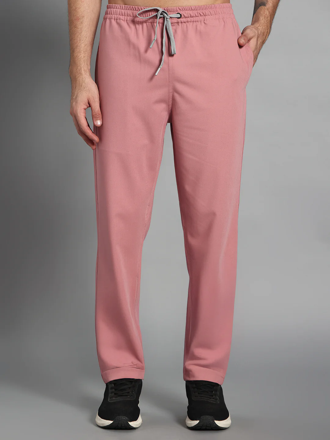 Stretchable (4Way) Men Dusty Pink Mandarin Neck with Straight Pant Scrub Set - Image 4