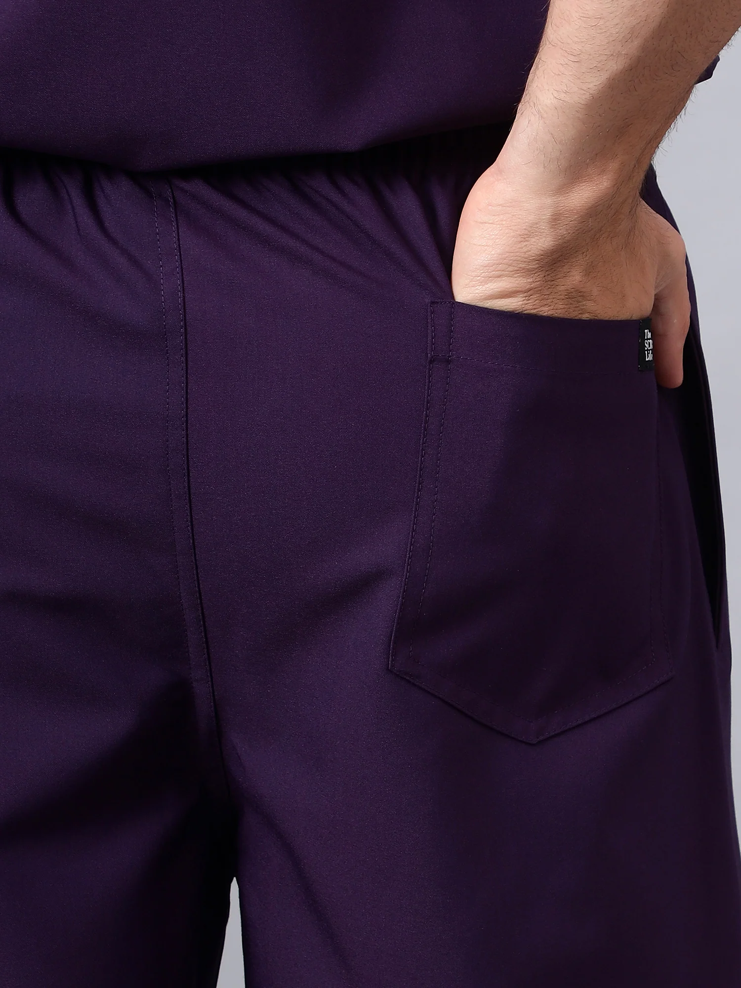 Stretchable (4Way) Men Violet Straight Scrub Pant - Image 3
